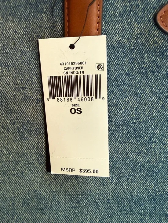 Stunning NWT Ralph Lauren Denim Tote Bag with Brown Leather Accents - Picture 2 of 4